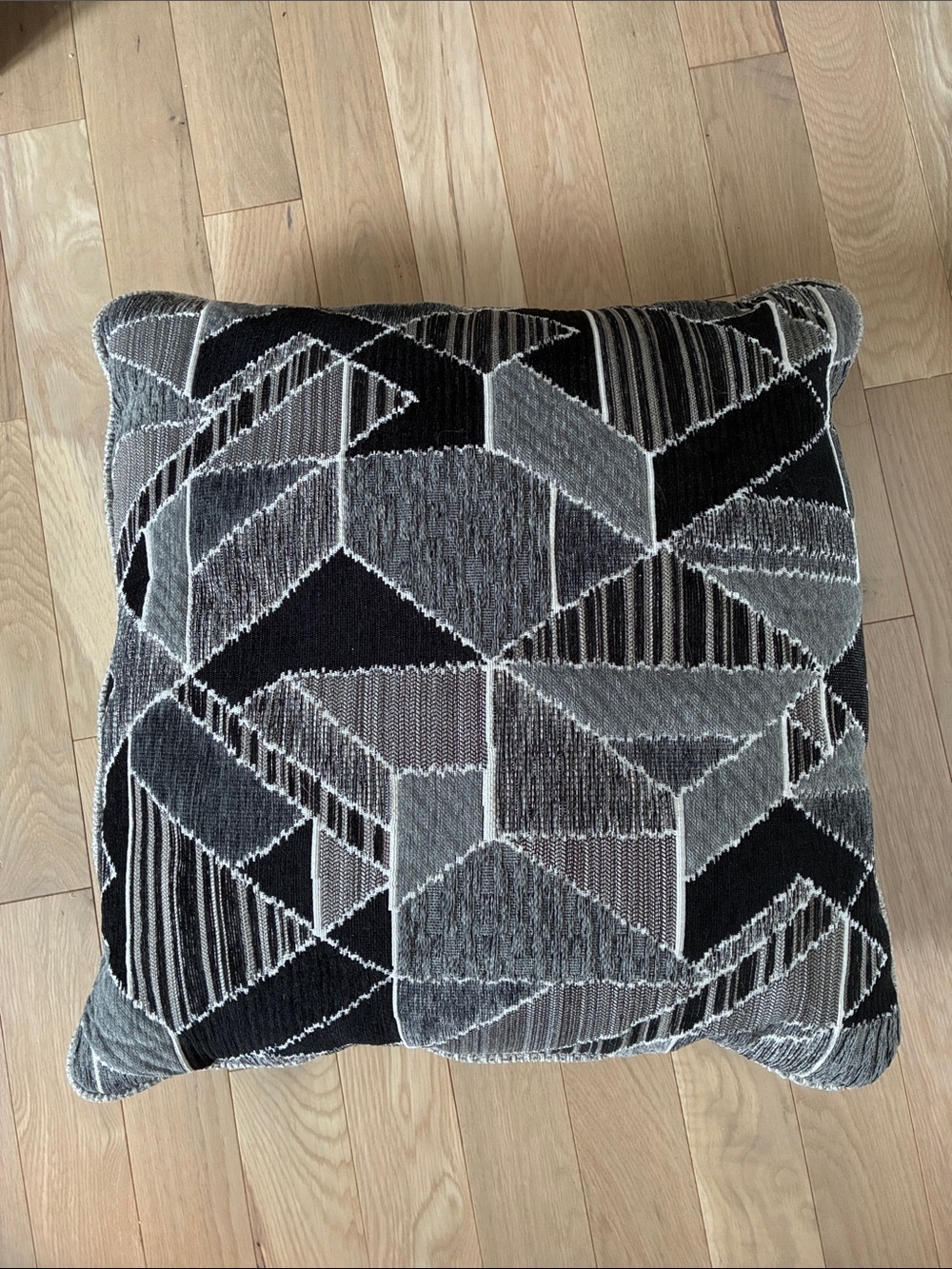 Decorative Geometric Throw Pillow - Black & Gray